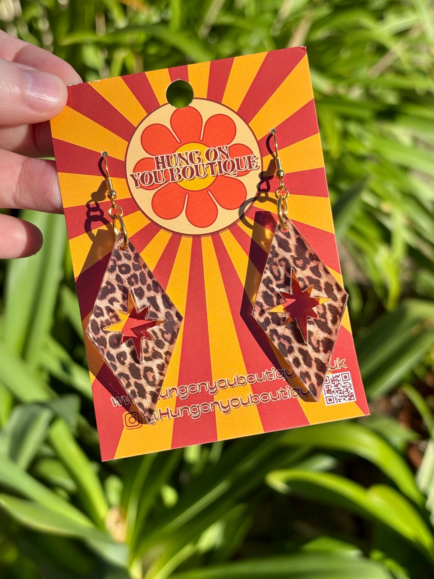 Leopard Star Diamond Acrylic Earrings