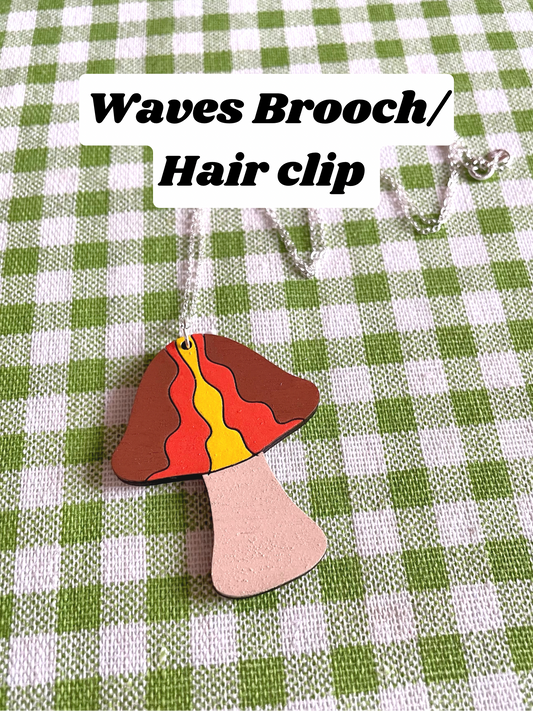 Mushroom Brooch/Hairclip: Waves - Hung On You Boutique