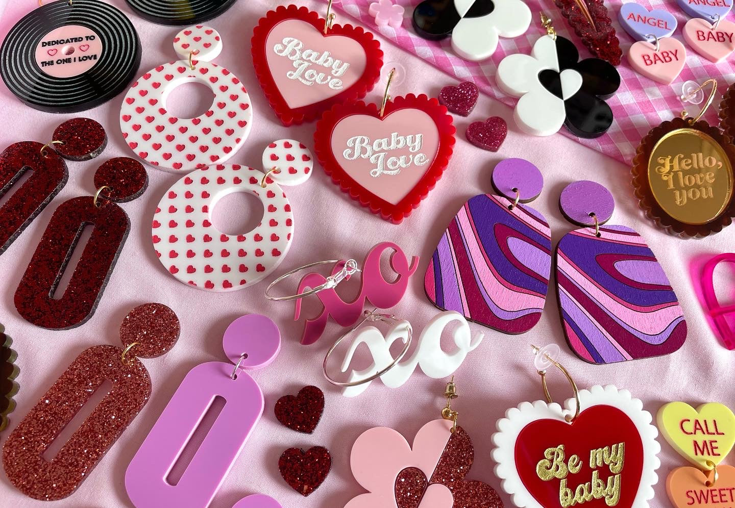 Heart Print Hoop Earrings - Hung On You Boutique