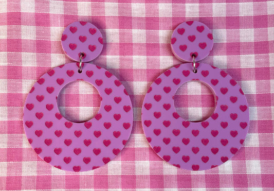 Heart Print Hoop Earrings - Hung On You Boutique