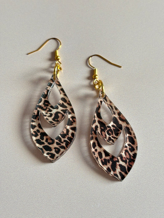Leopard Groove Cutout Dangles
