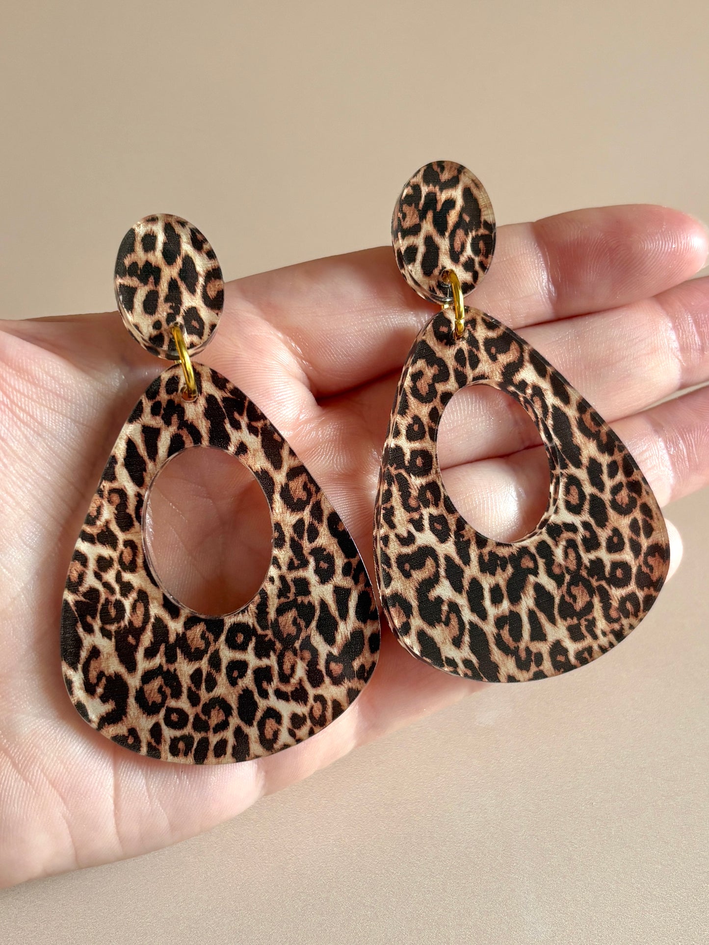 Leopard Teardrop Hoop Earrings