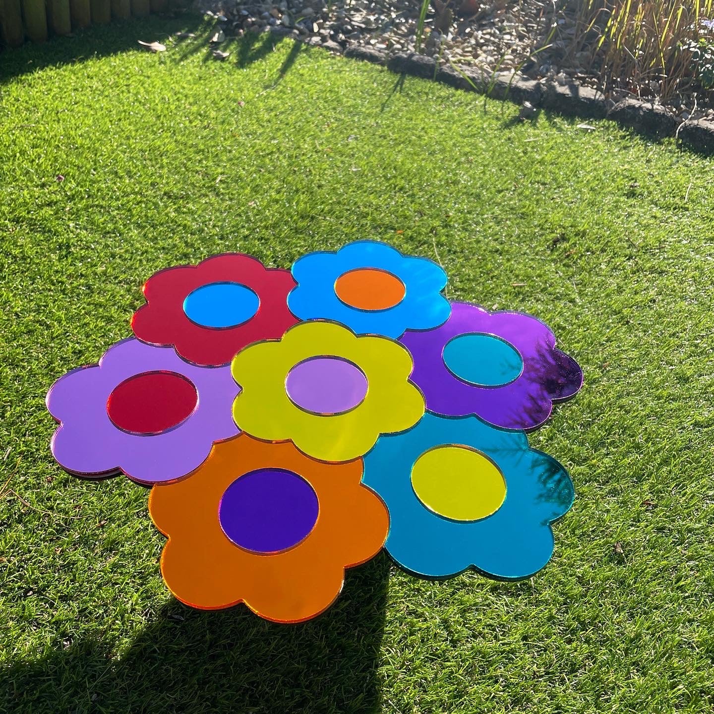 Rainbow Daisy Acrylic Mirror