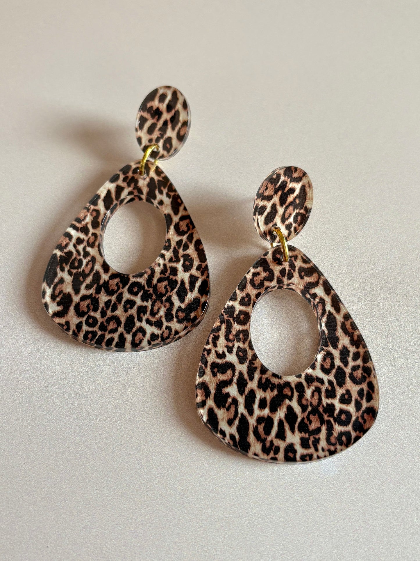 Leopard Teardrop Hoop Earrings