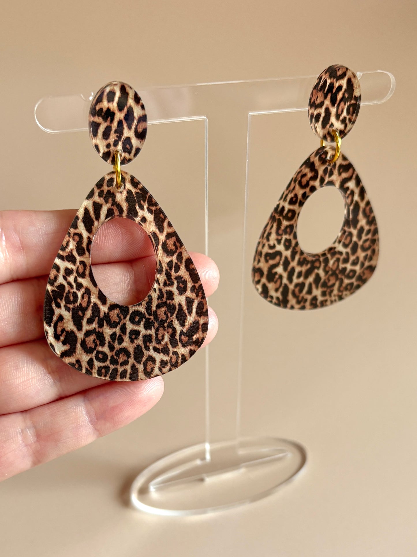 Leopard Teardrop Hoop Earrings
