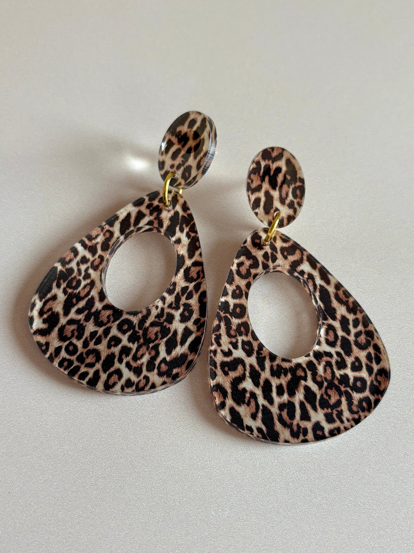 Leopard Teardrop Hoop Earrings