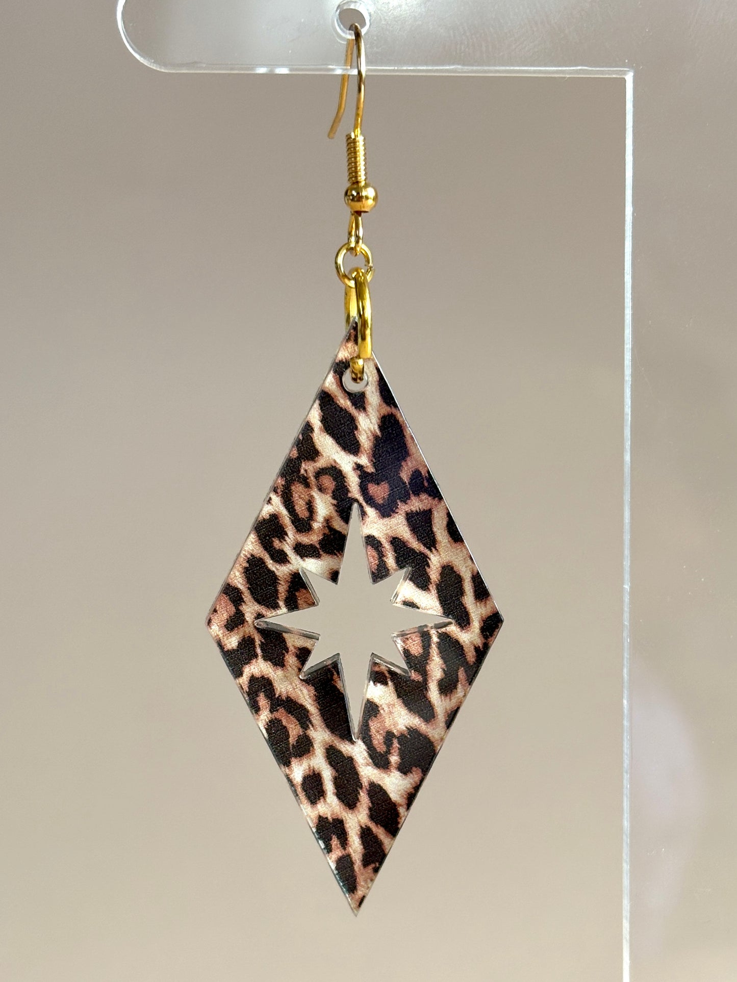 Leopard Star Diamond Acrylic Earrings