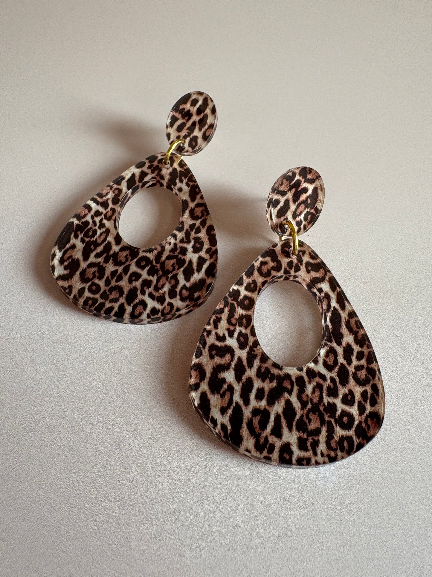 Leopard Teardrop Hoop Earrings