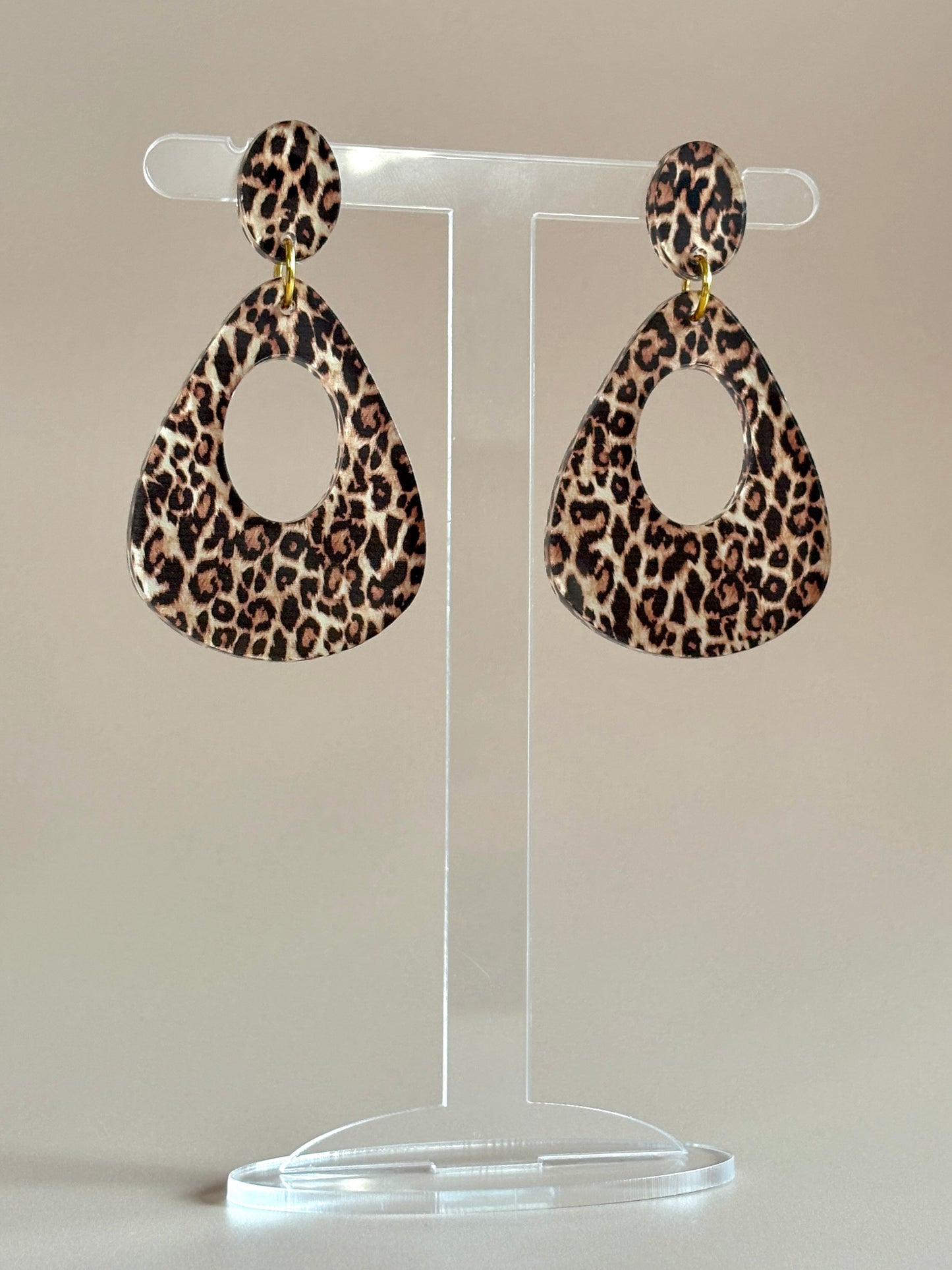 Leopard Teardrop Hoop Earrings