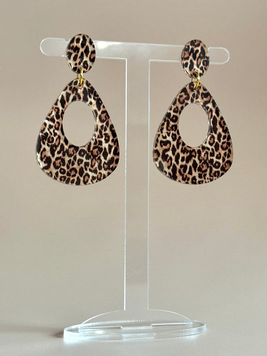 Leopard Teardrop Hoop Earrings
