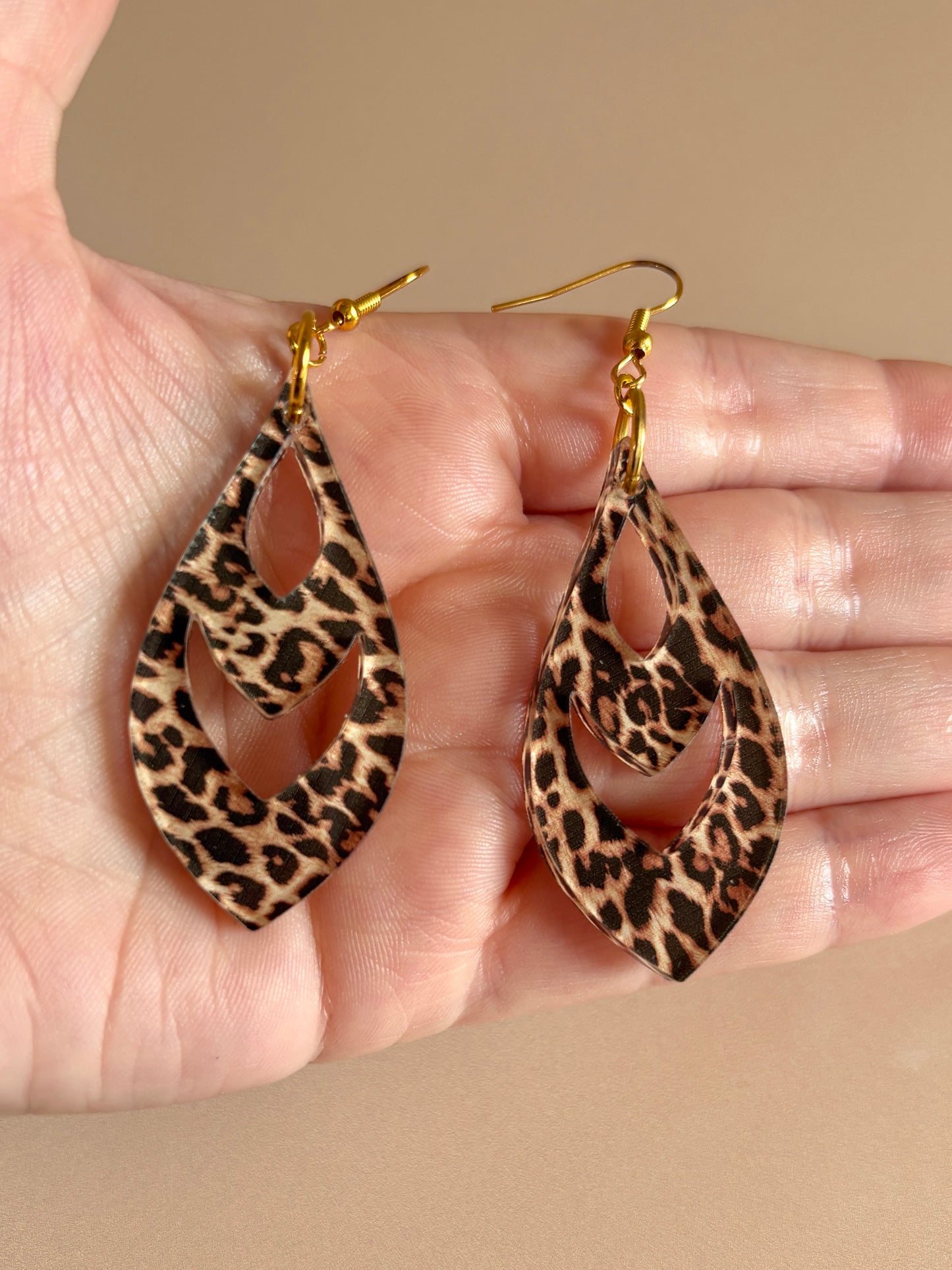 Leopard Groove Cutout Dangles
