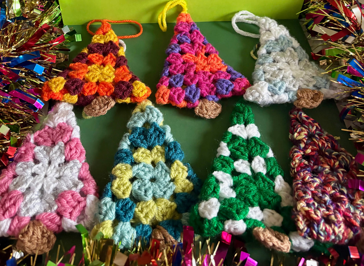 Granny Square Christmas Tree Ornaments