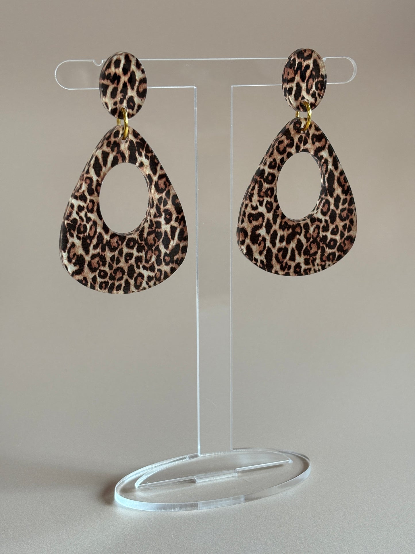 Leopard Teardrop Hoop Earrings