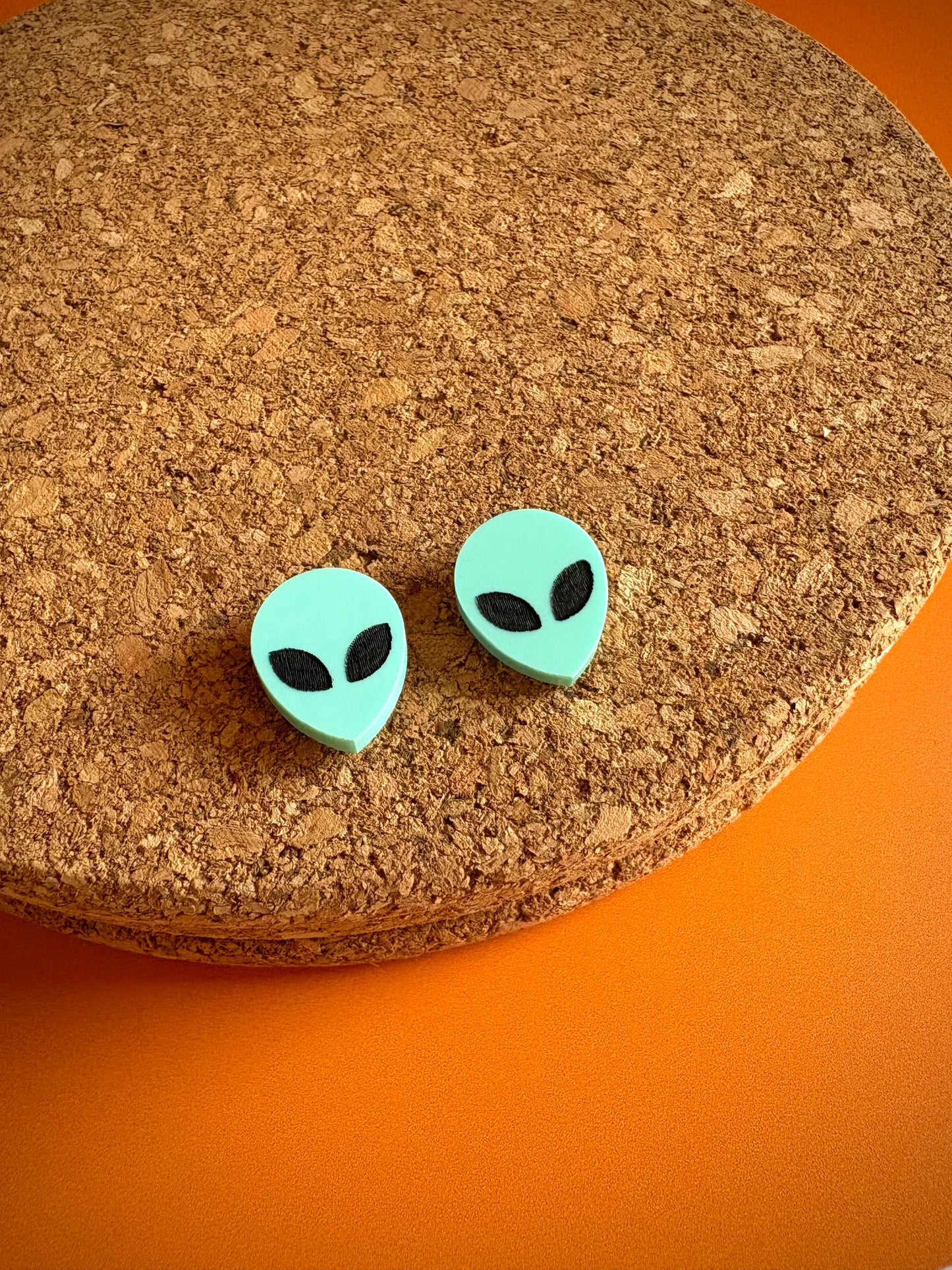 UFO Alien Face Stud Earrings