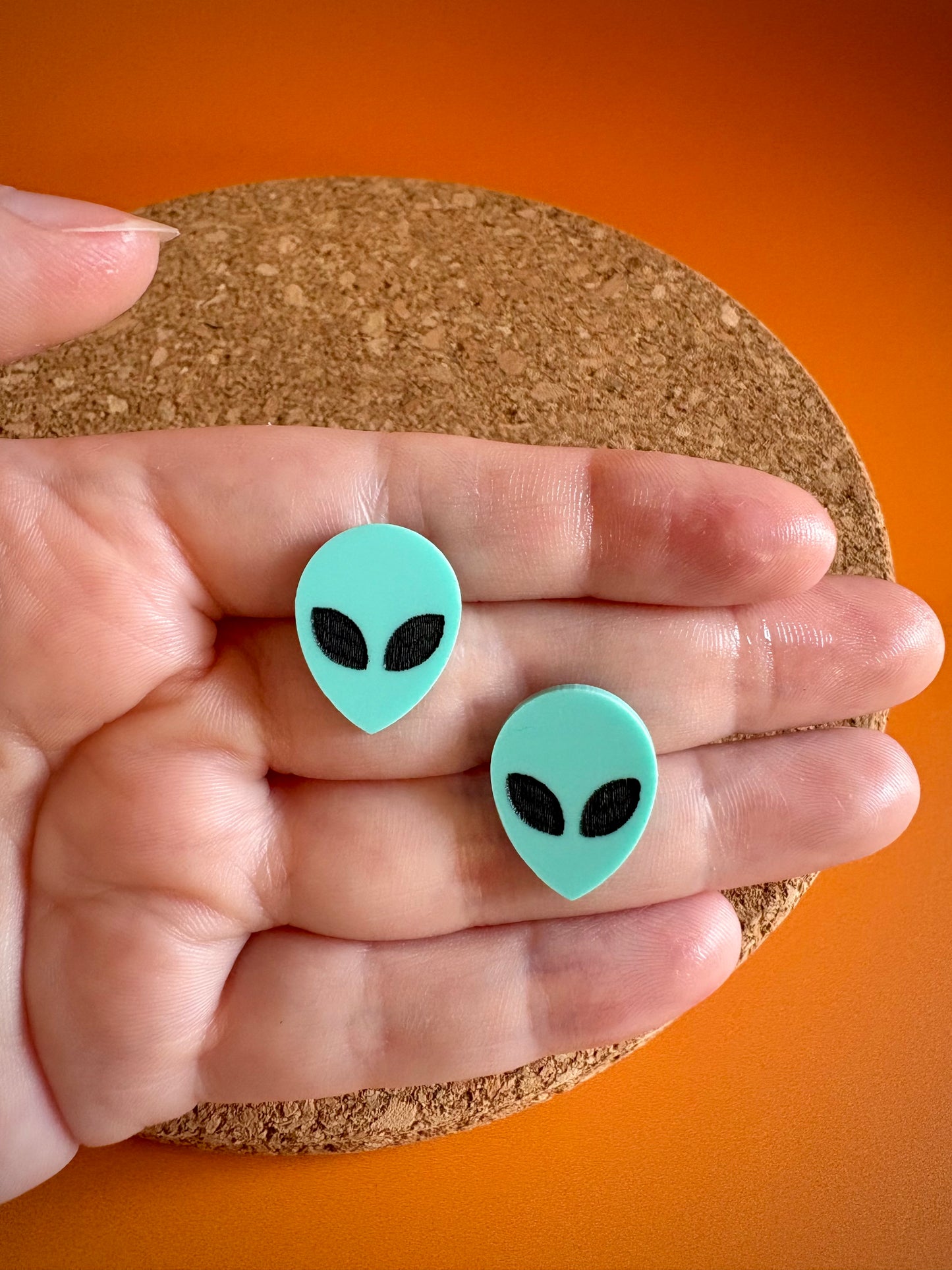 UFO Alien Face Stud Earrings