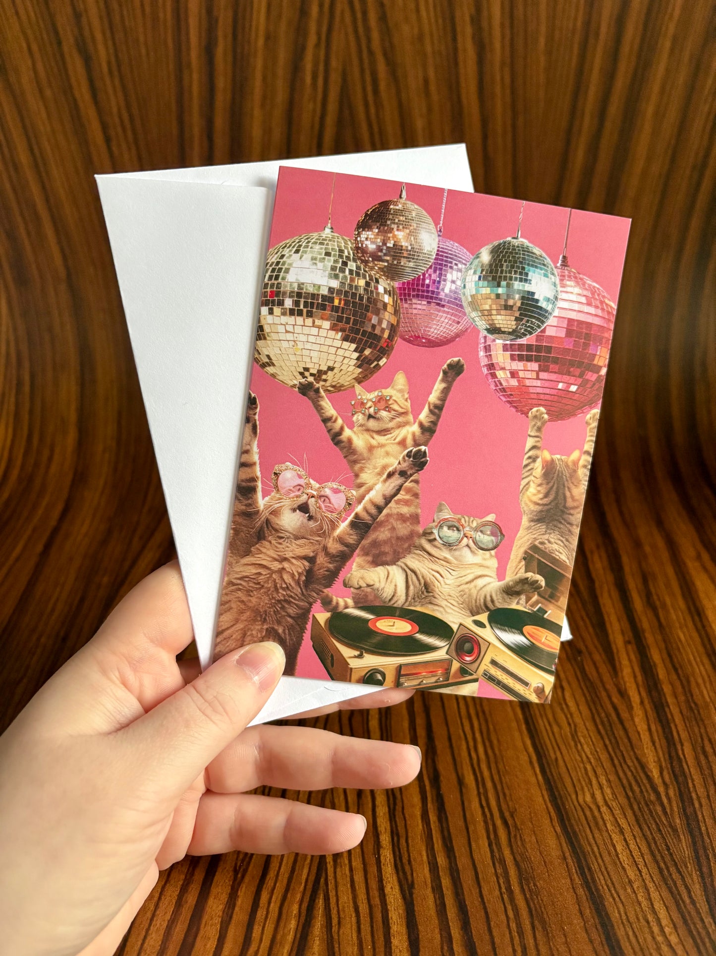 Disco Cats Party Greeting Card