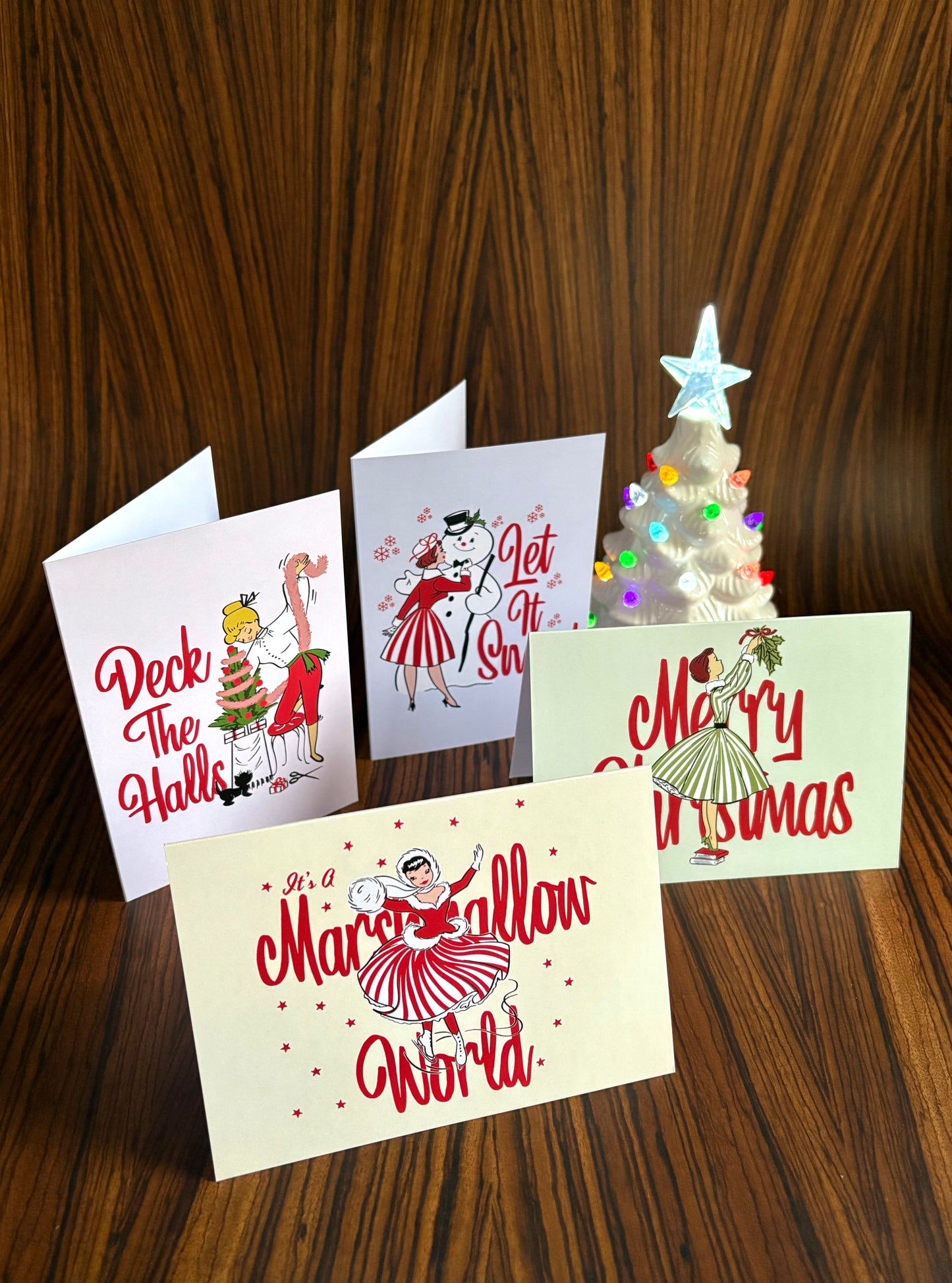 Jingle Belle Christmas Cards: Set of 4