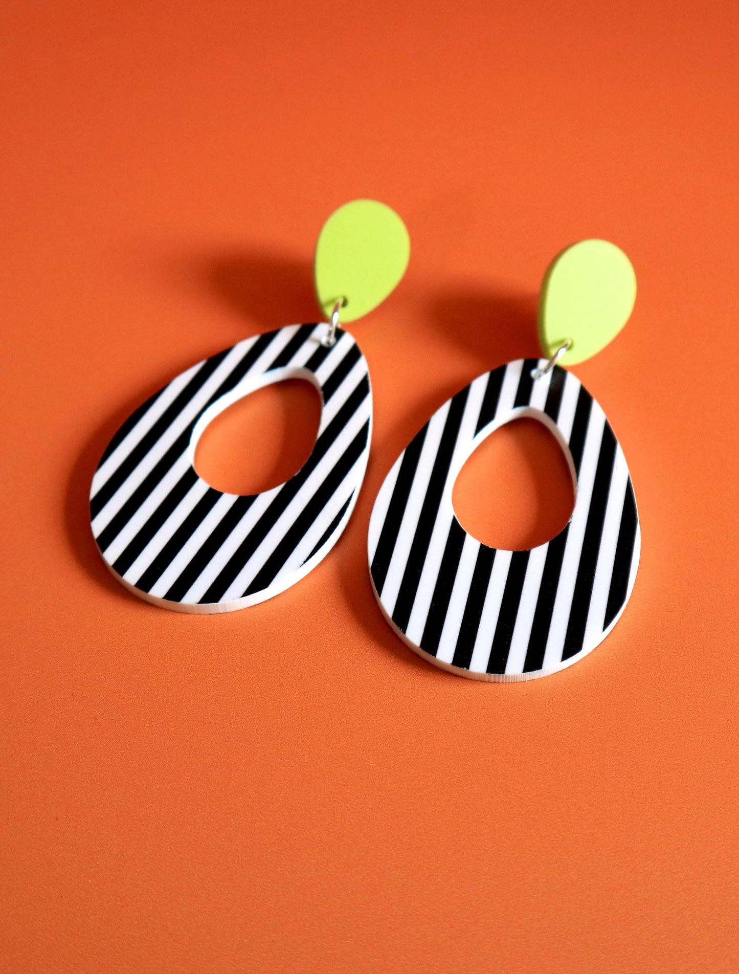 Mod Stripe Teardrop Acrylic Earrings