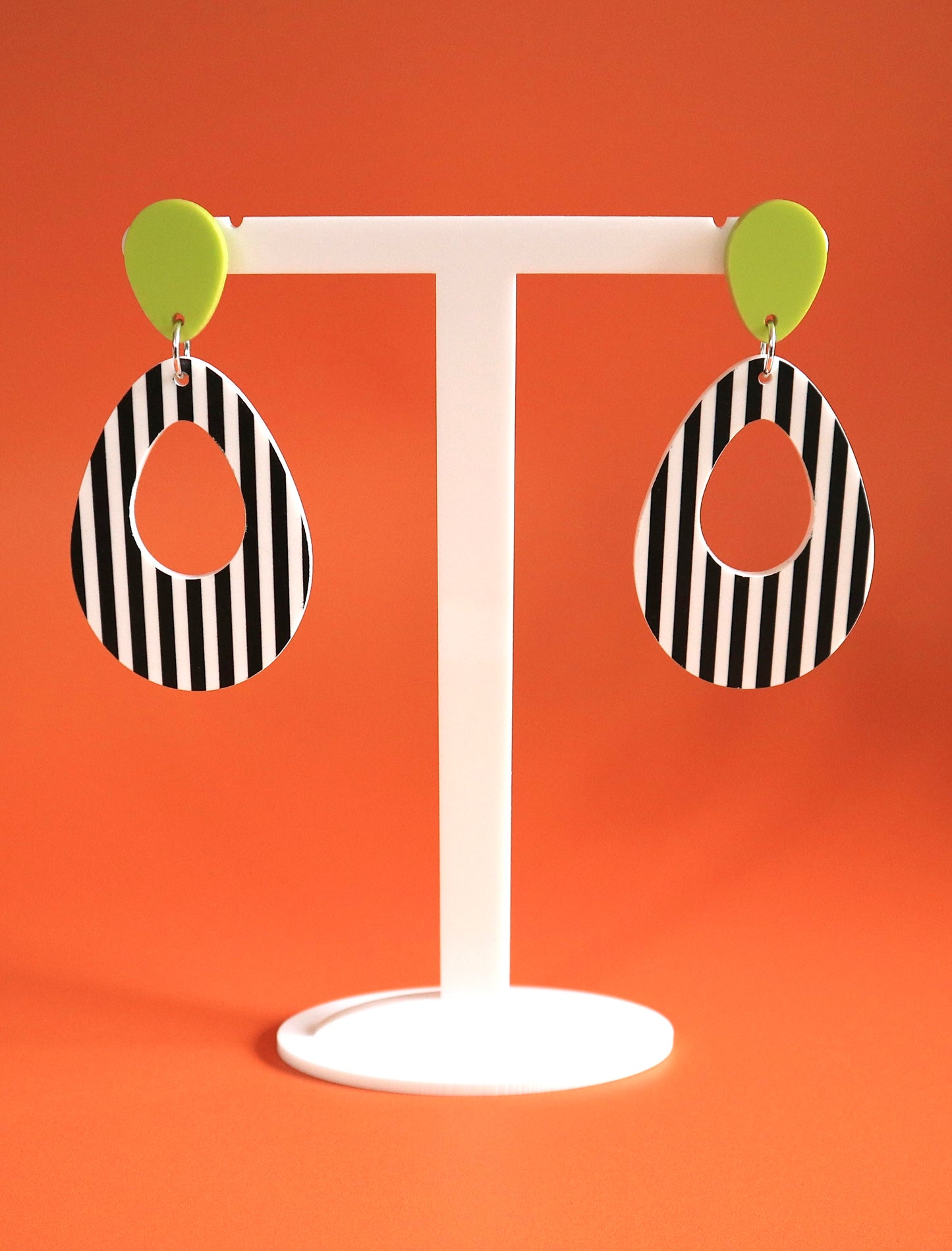 Mod Stripe Teardrop Acrylic Earrings