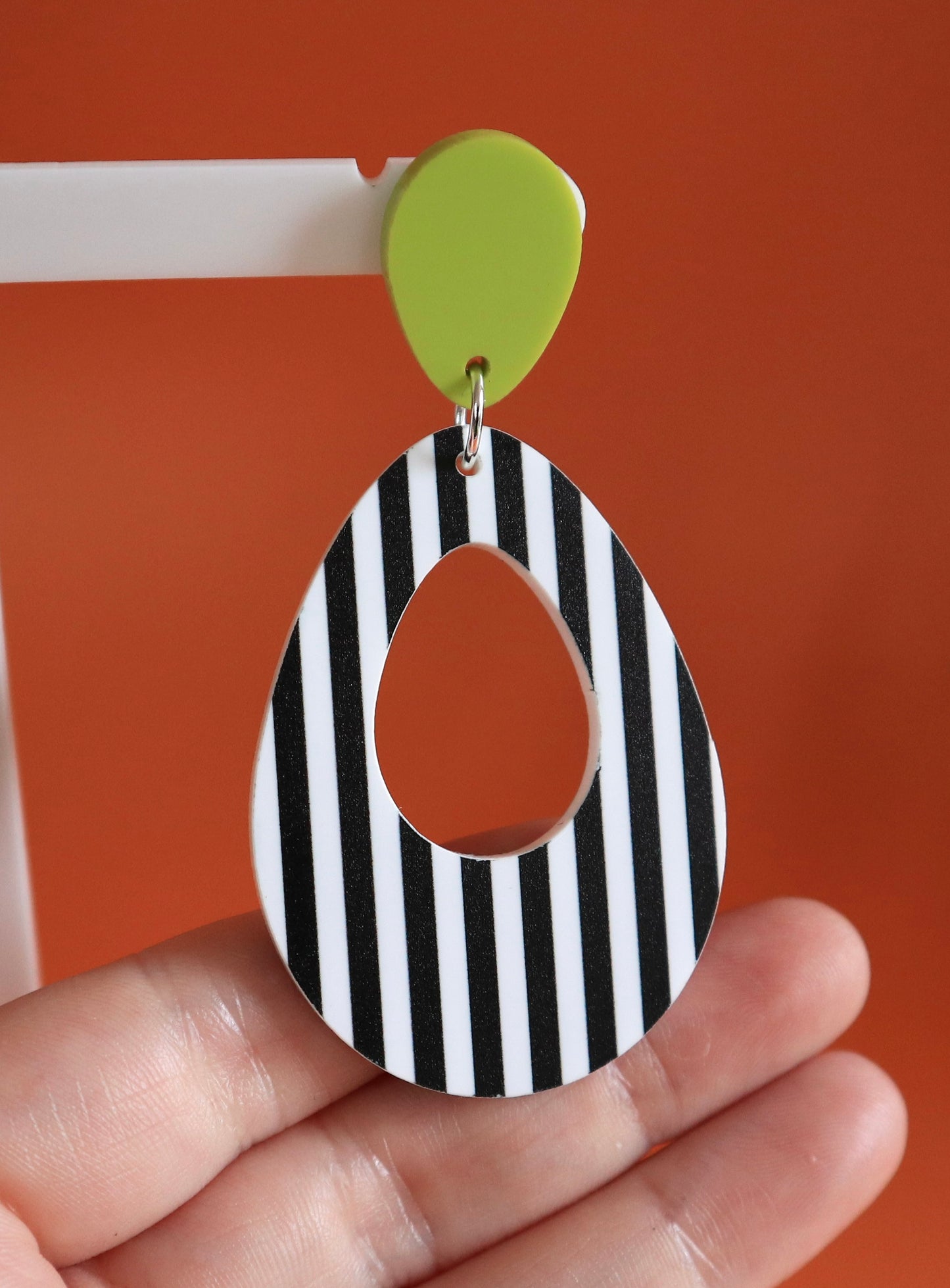 Mod Stripe Teardrop Acrylic Earrings