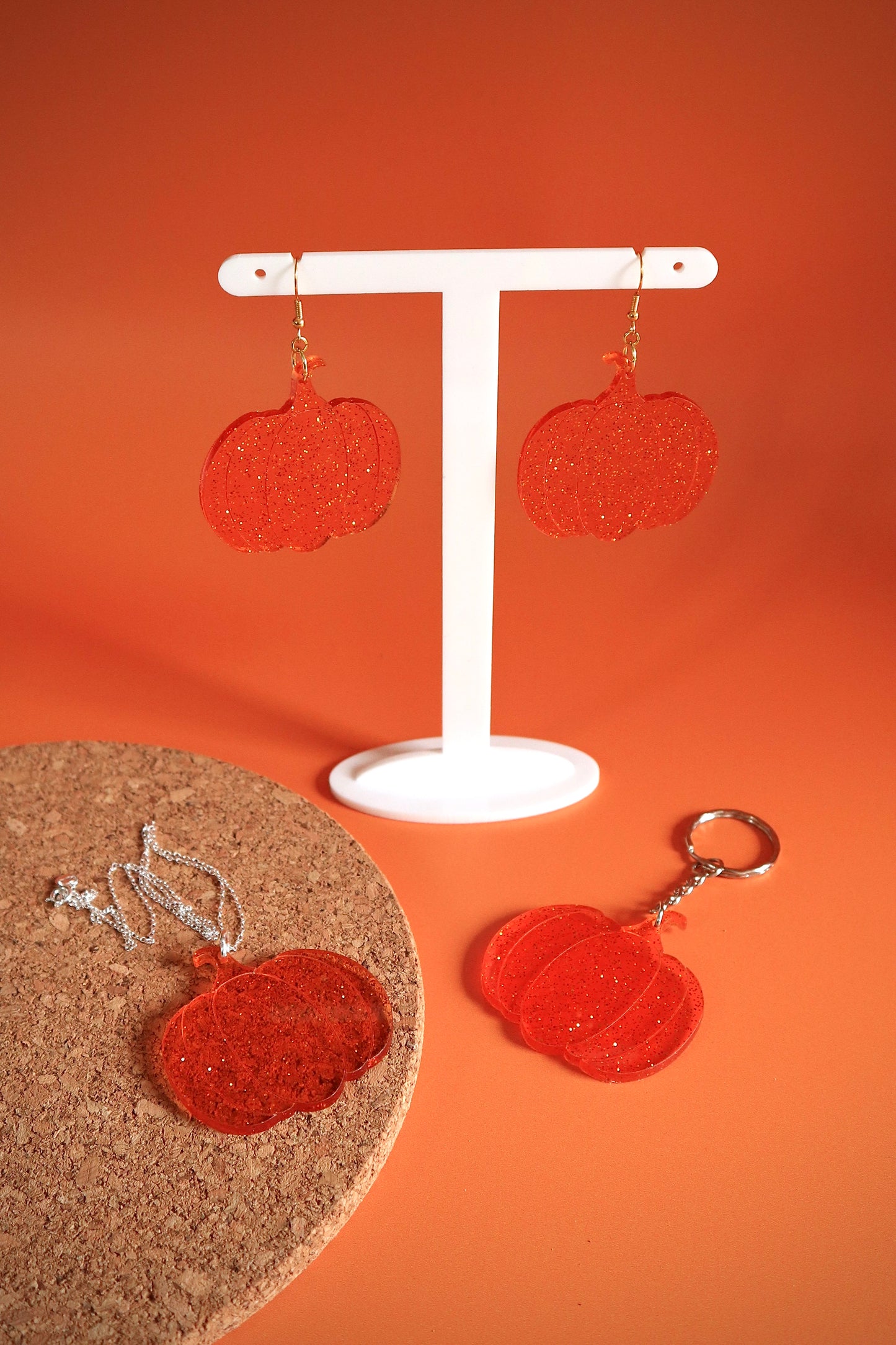 Funky Translucent Orange Pumpkin Keyring