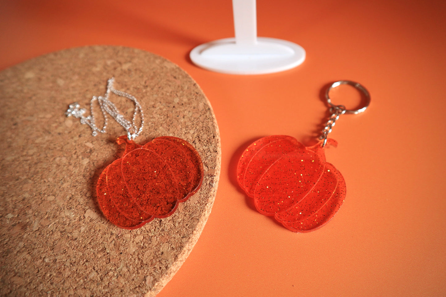 Funky Translucent Orange Pumpkin Keyring