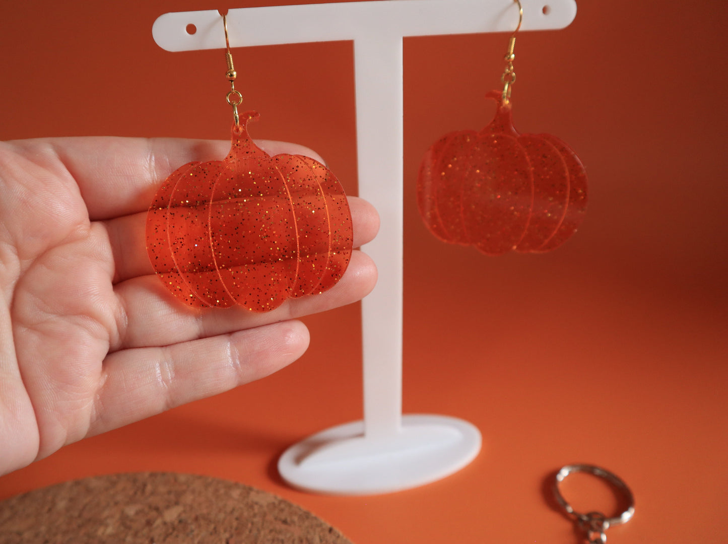 Funky Translucent Orange Pumpkin Earrings