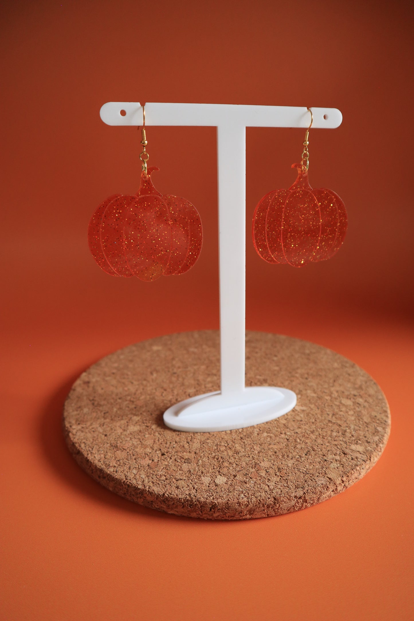 Funky Translucent Orange Pumpkin Earrings