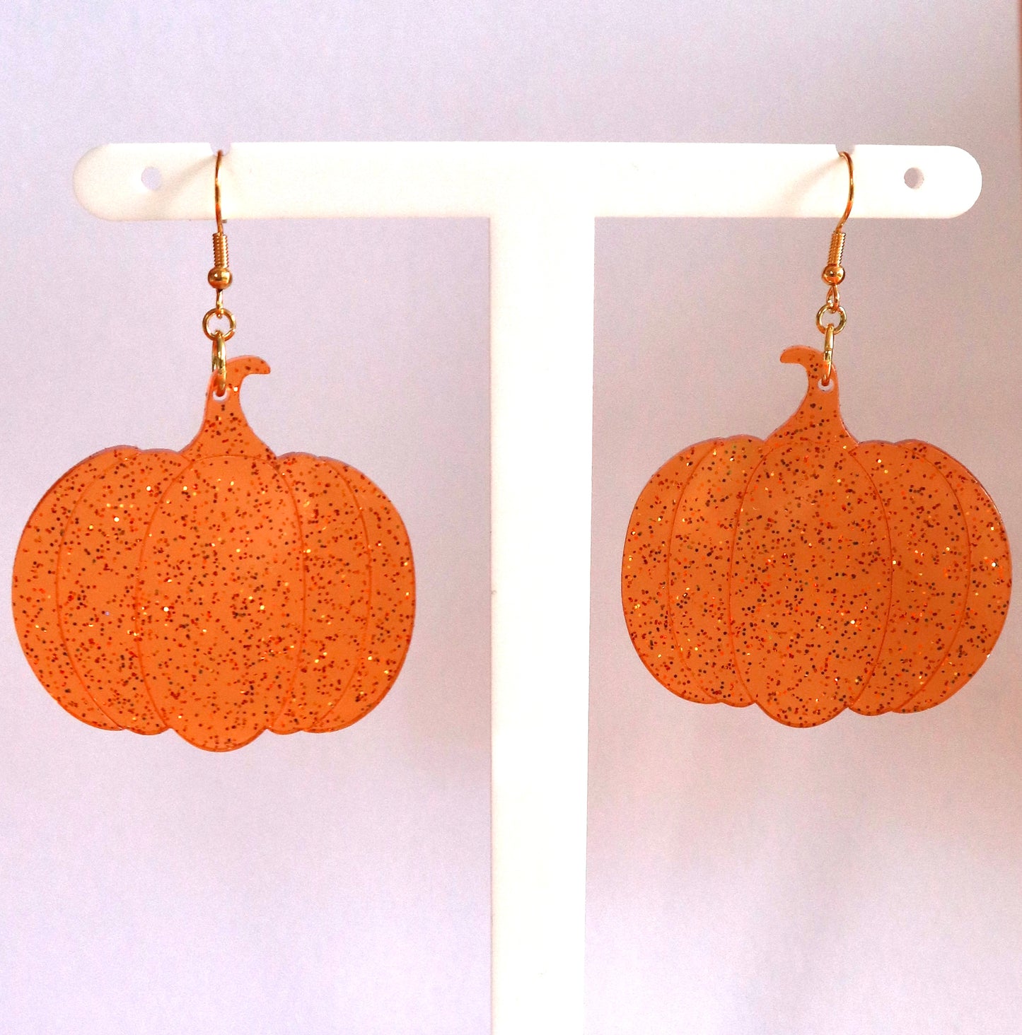 Funky Translucent Orange Pumpkin Earrings