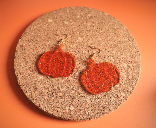 Funky Translucent Orange Pumpkin Earrings