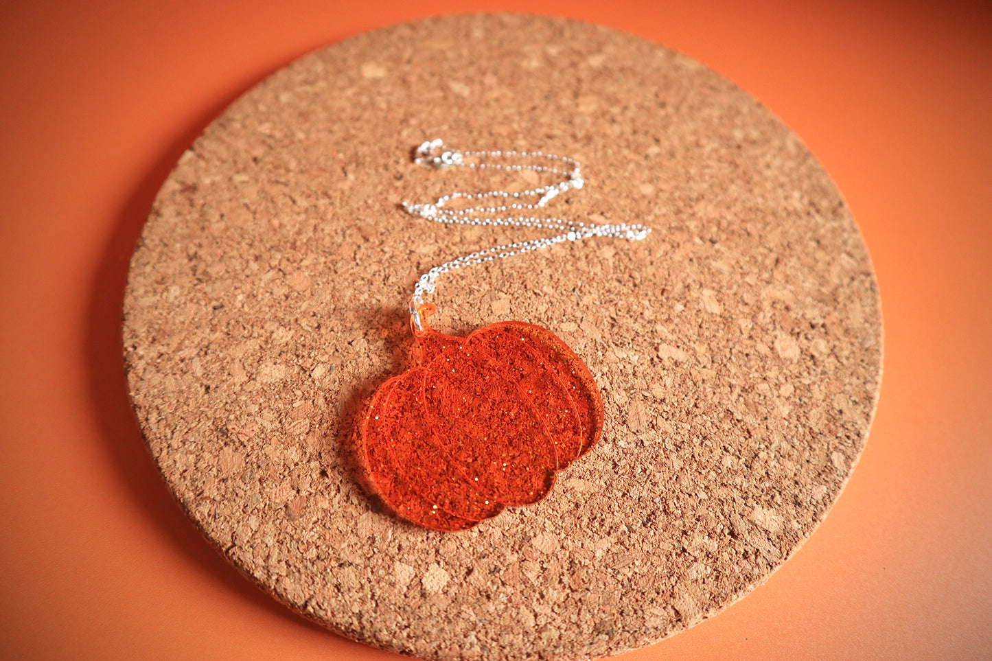 Funky Translucent Orange Pumpkin Necklace