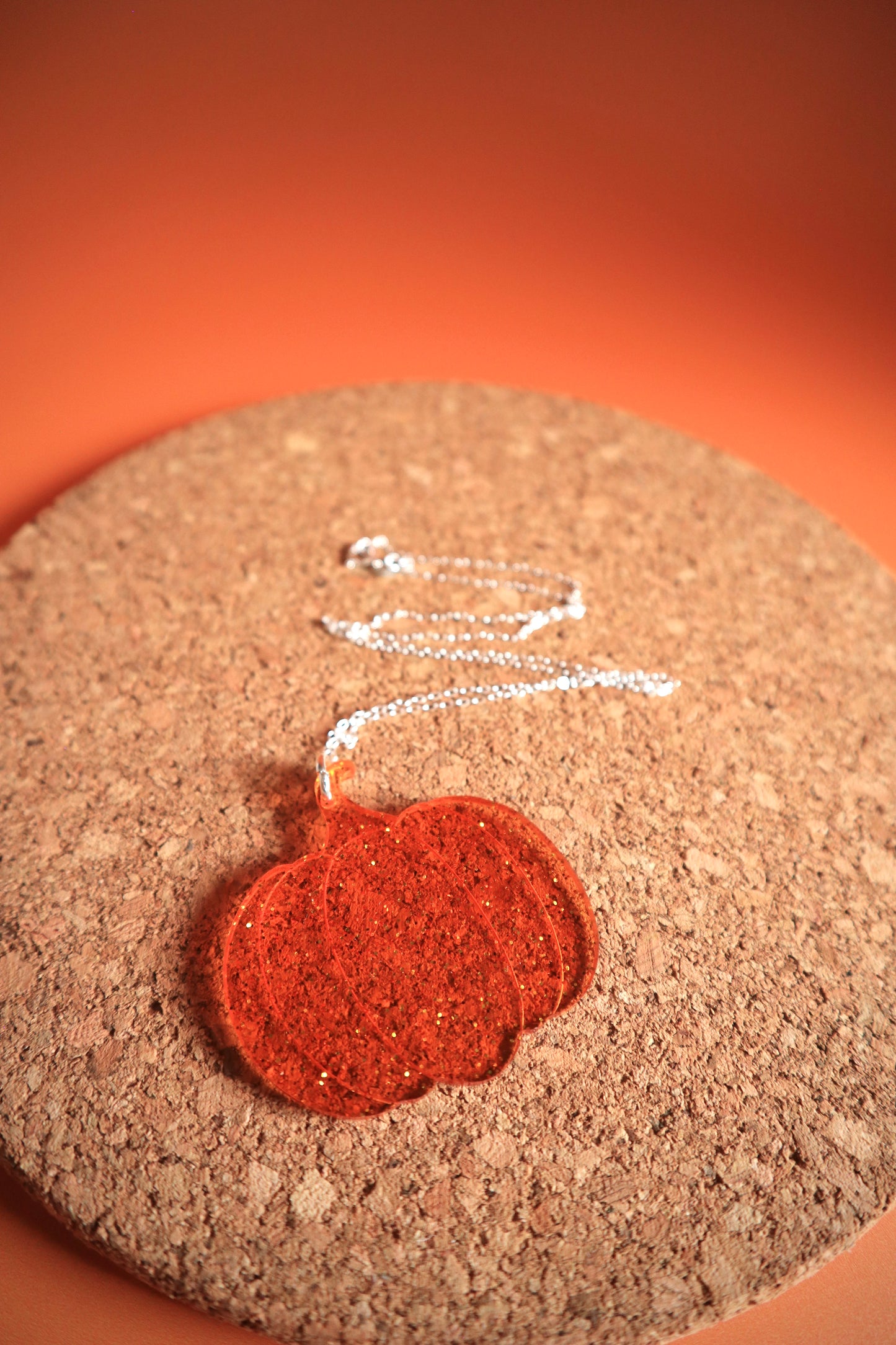 Funky Translucent Orange Pumpkin Necklace