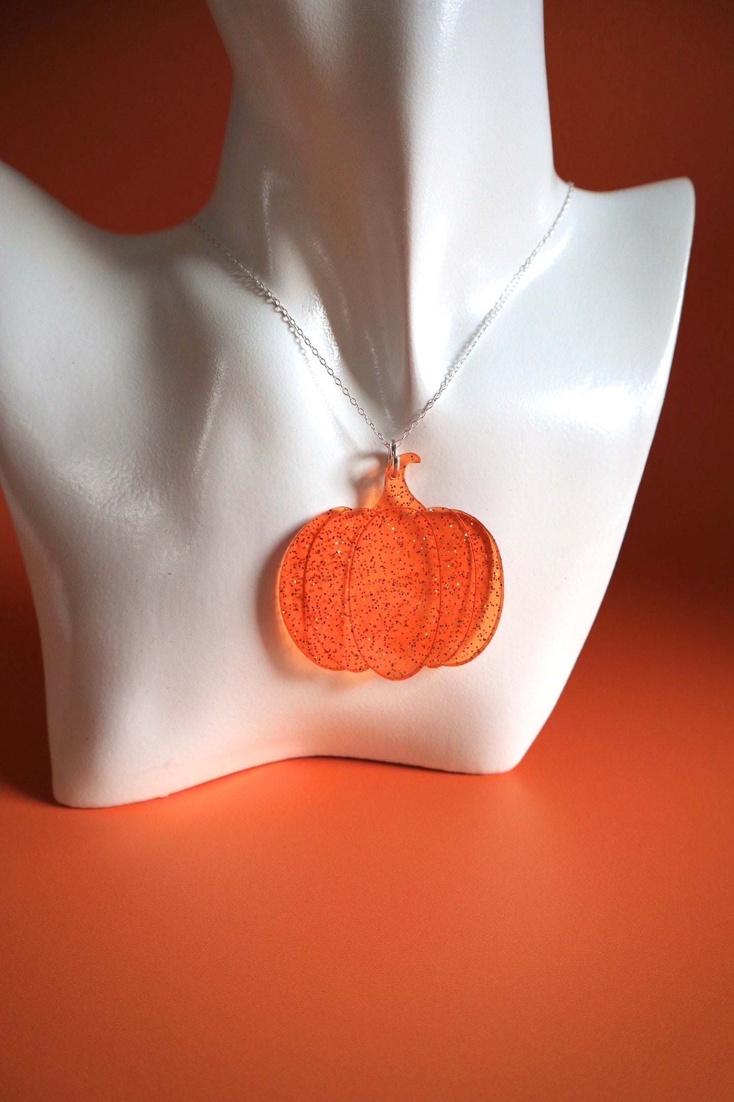 Funky Translucent Orange Pumpkin Necklace