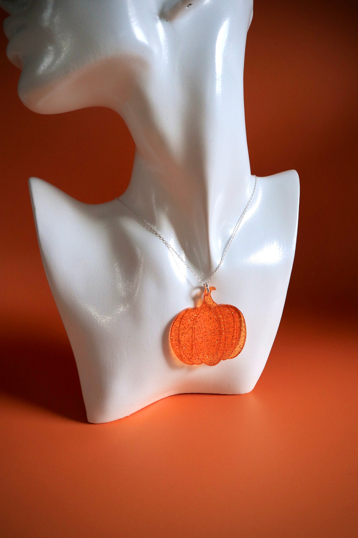 Funky Translucent Orange Pumpkin Necklace