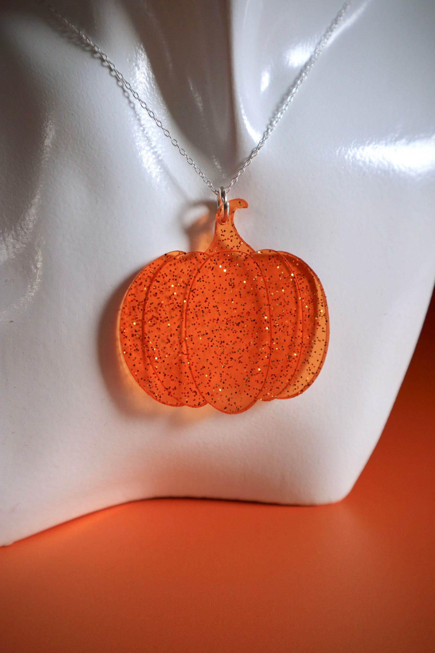 Funky Translucent Orange Pumpkin Necklace