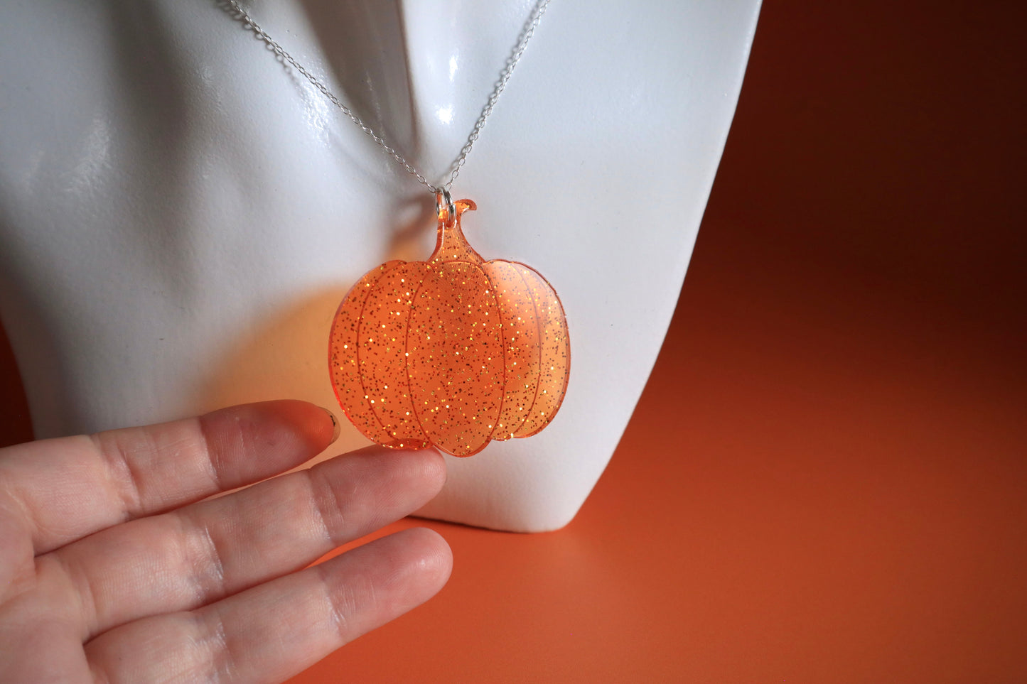 Funky Translucent Orange Pumpkin Necklace