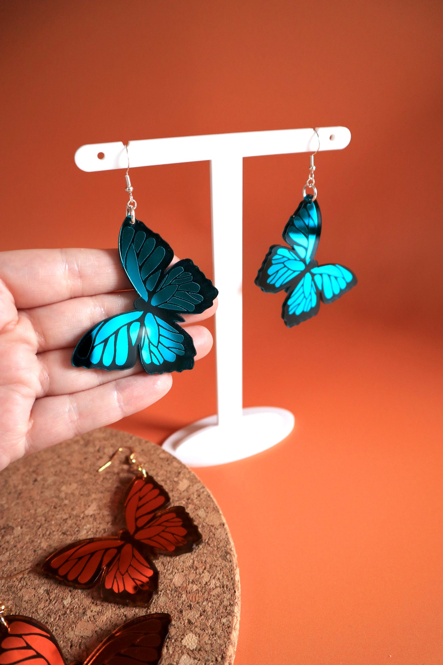 Mirror Acrylic Butterfly Earrings