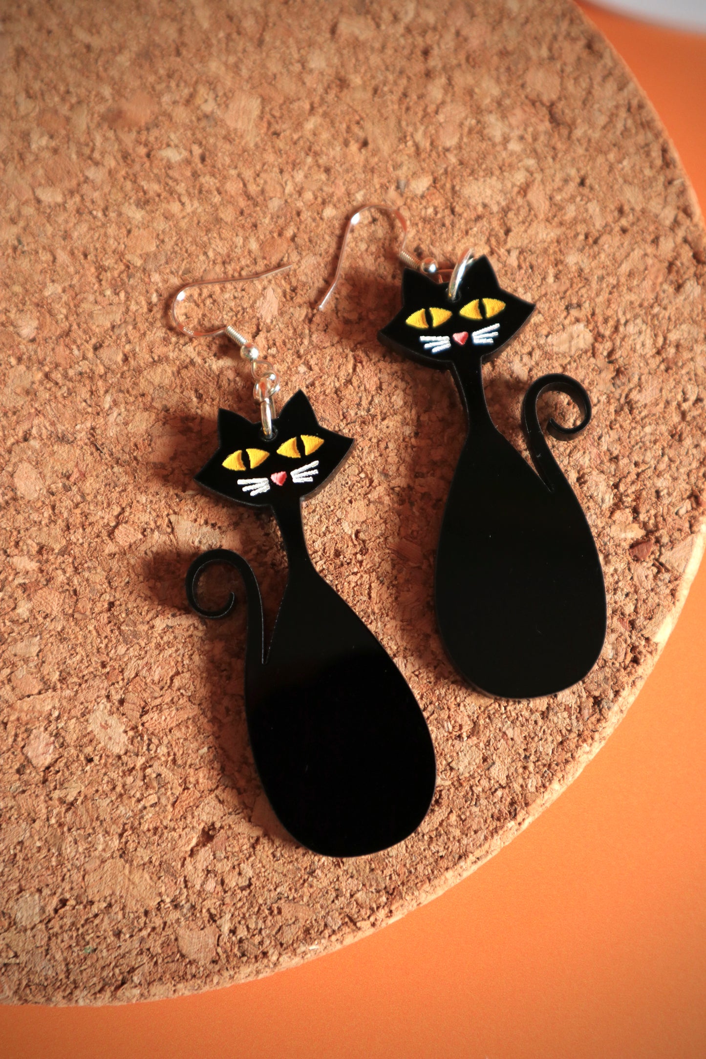 Retro 50s/60s Atomic Black Cat Earrings