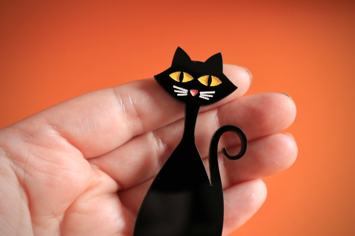 Retro 50s/60s Atomic Black Cat Brooch