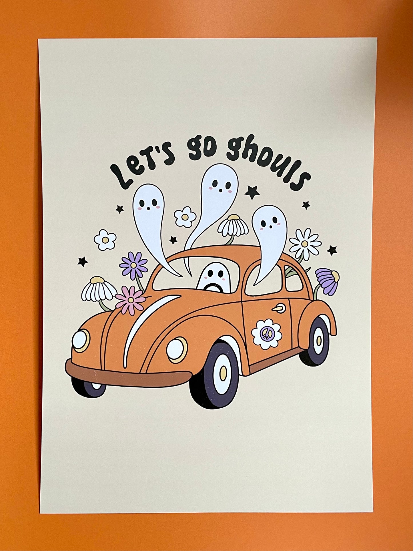 Let’s Go Ghouls Retro Halloween A4 Art Print