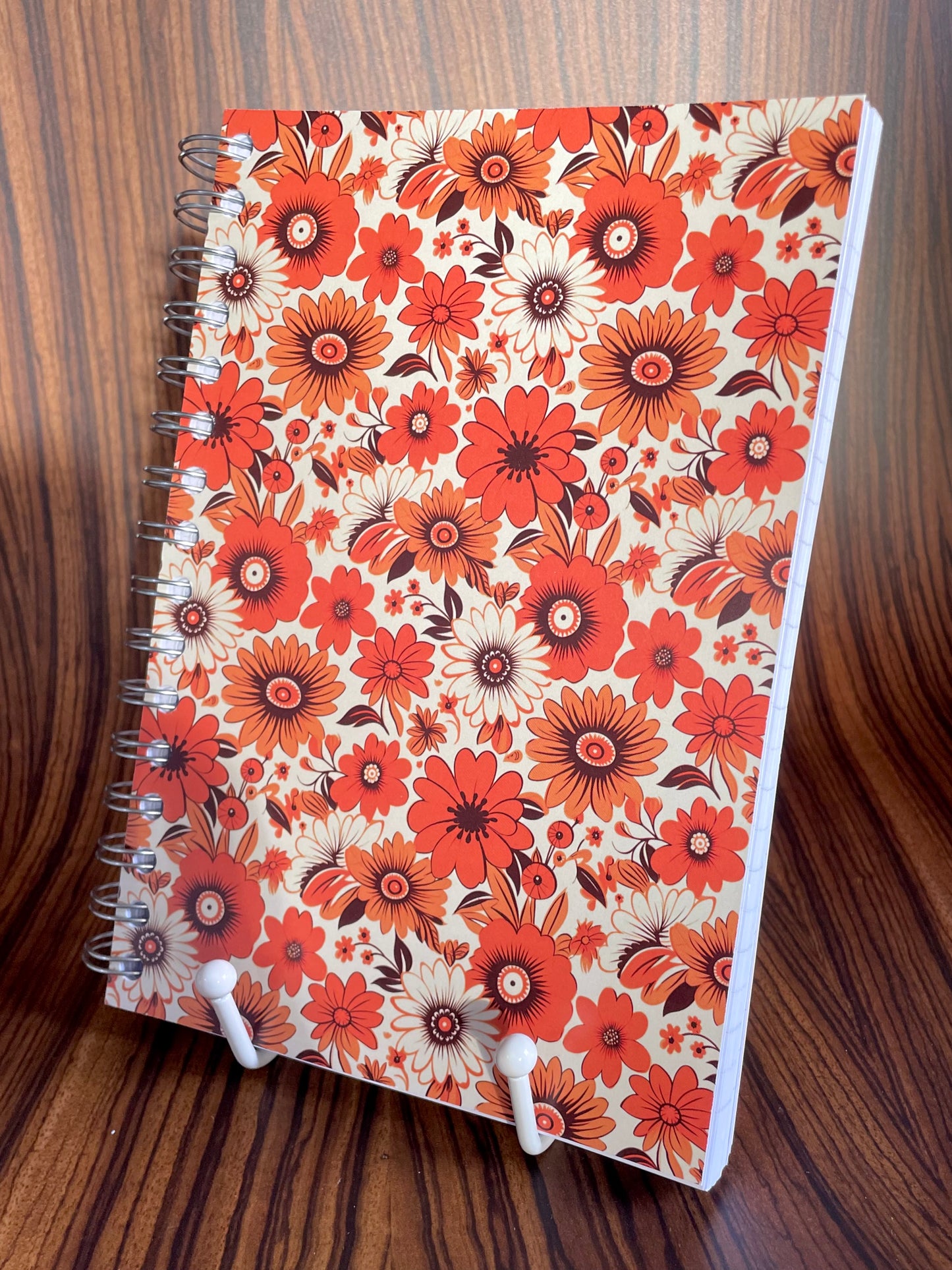 Groovy 70s Floral Wallpaper A5 Notebook