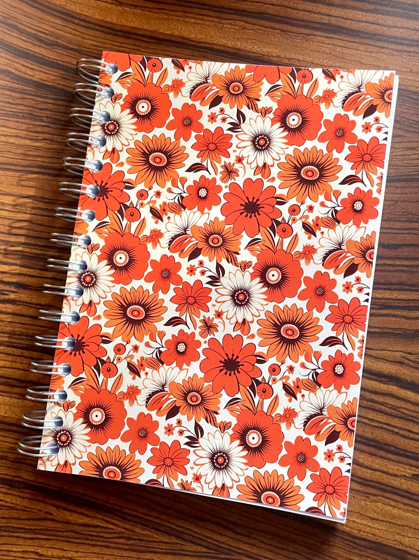 Groovy 70s Floral Wallpaper A5 Notebook