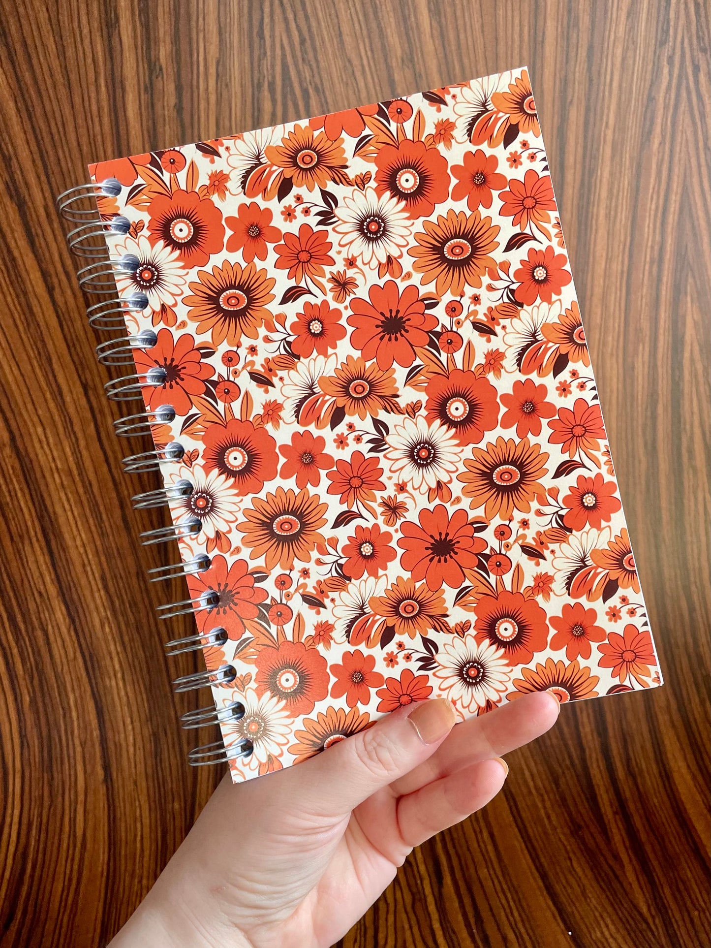 Groovy 70s Floral Wallpaper A5 Notebook