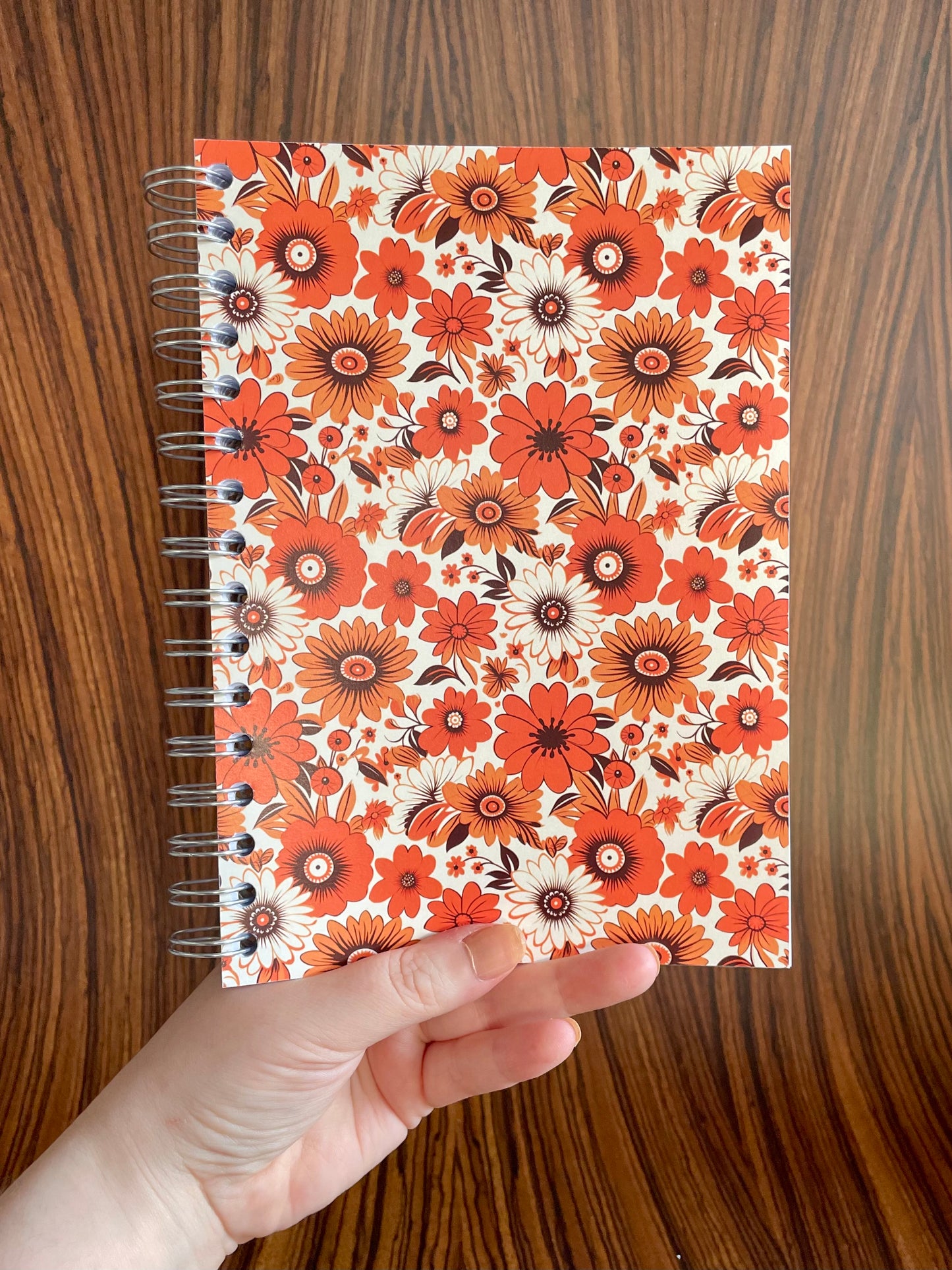 Groovy 70s Floral Wallpaper A5 Notebook