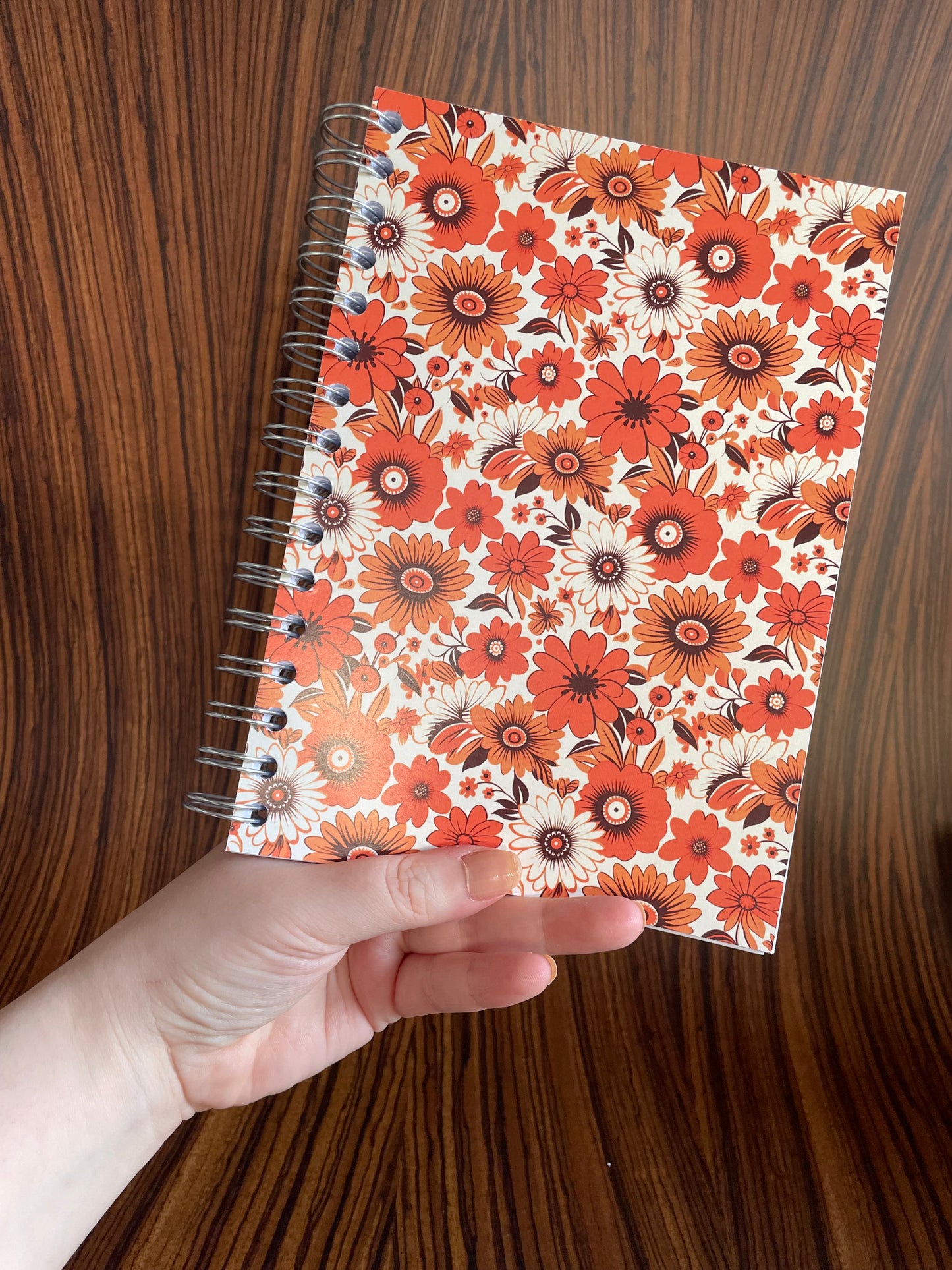 Groovy 70s Floral Wallpaper A5 Notebook