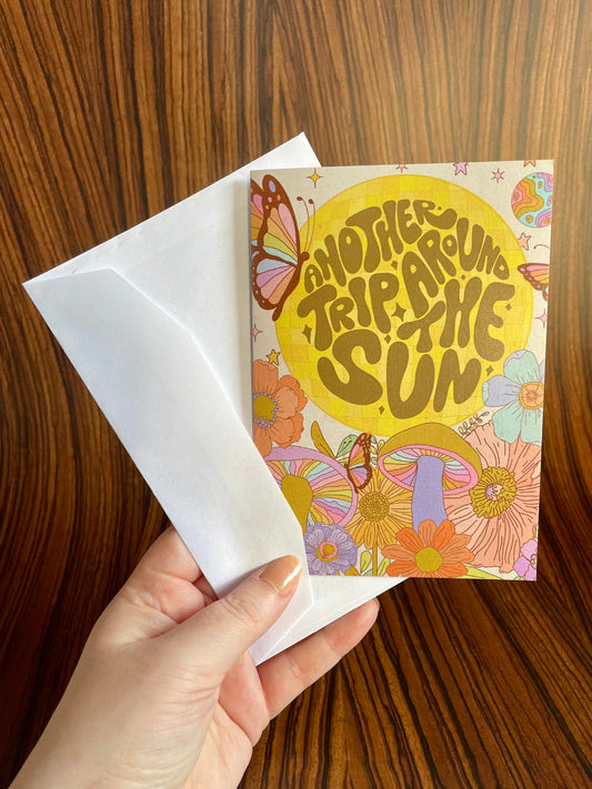 Groovy 'Another Trip Around the Sun' A6 Blank Card