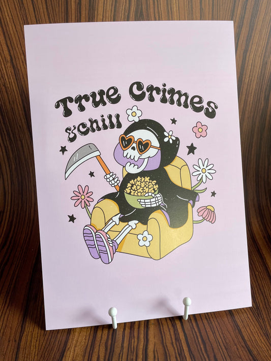 True Crimes & Chill A4 Art Print