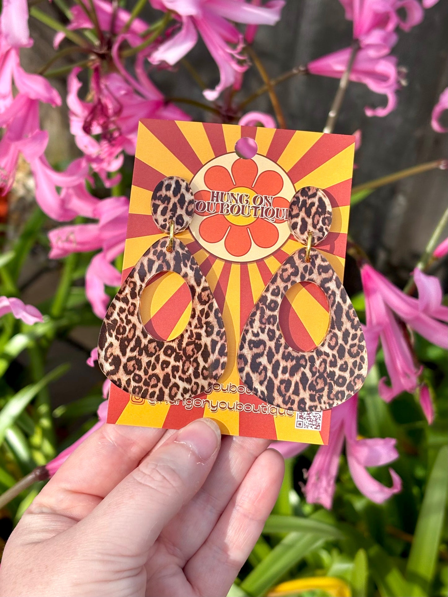 Leopard Teardrop Hoop Earrings