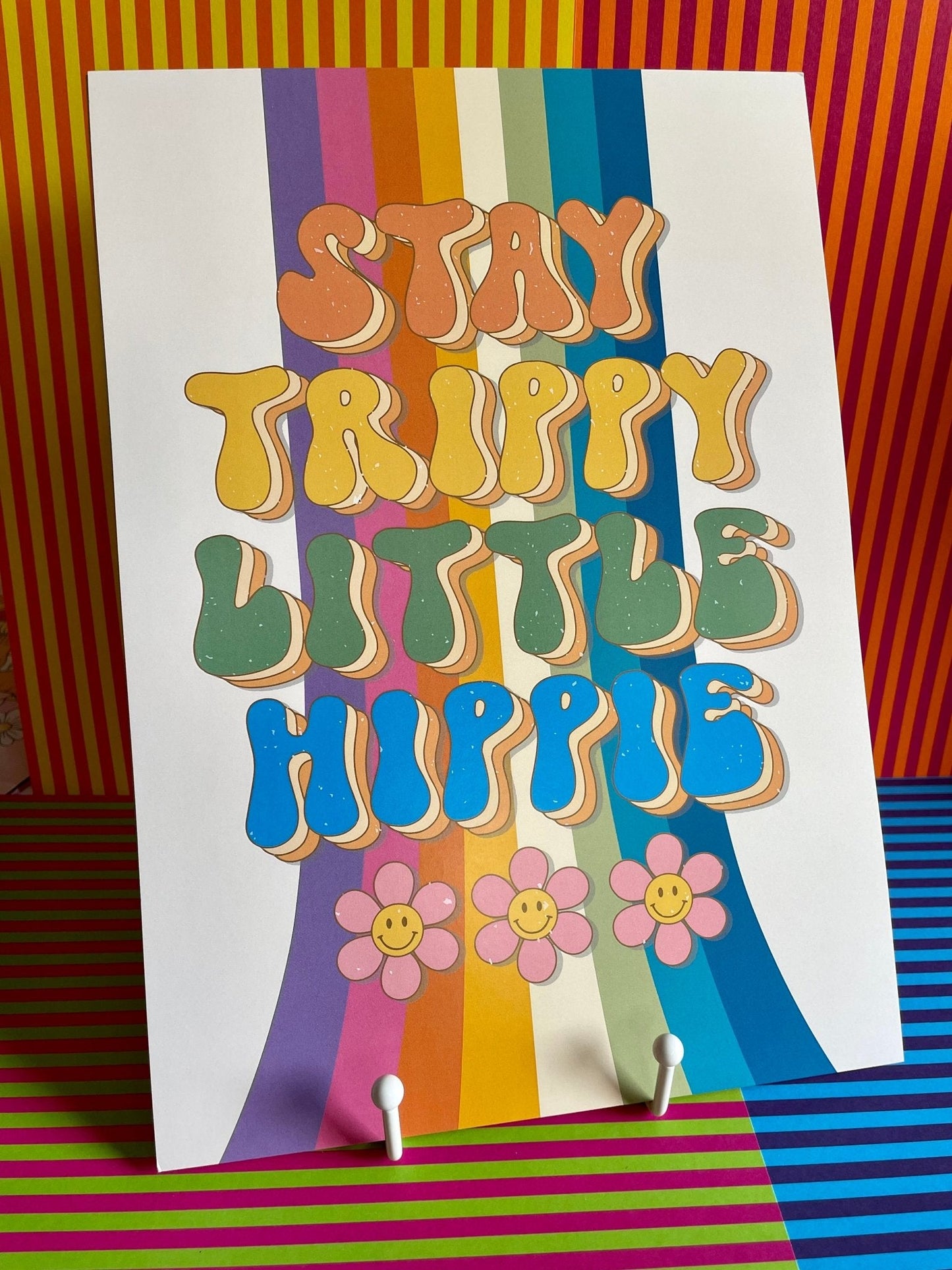 A4 Art Illustration Print: 'Stay Trippy Little Hippie' - Hung On You Boutique