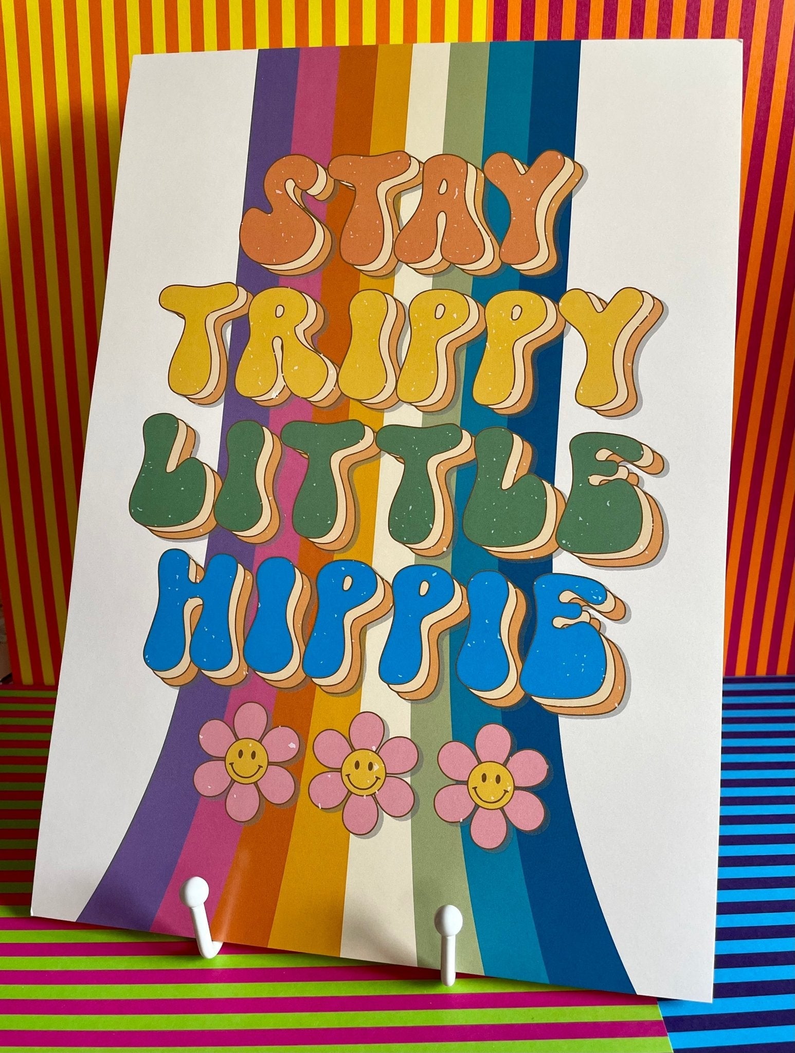 A4 Art Illustration Print: 'Stay Trippy Little Hippie' - Hung On You Boutique